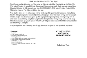 Công văn 6692/VPCP-KG tăng cường công tác quản lý chất lượng sản phẩm, hàng hóa lưu thông trong nước và xuất nhập khẩu