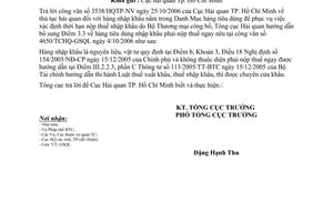 Công văn 5740/TCHQ-GSQL thủ tục hải quan hàng nhập khẩu nằm trong Danh mục hàng tiêu dùng để phục vụ việc xác định thời hạn nộp thuế nhập khẩu