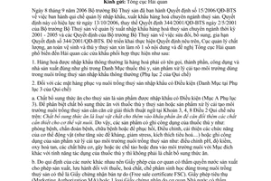 Công văn 2777/CLTY-TY thực hiện quy chế xuất nhập khẩu hàng hoá chuyên ngành