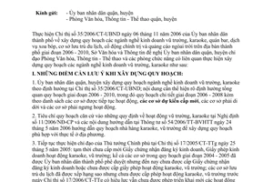 Công văn 3622/CV-SVHTT thực hiện Chỉ thị 35/2006/CT-UBND quy hoạch vũ trường, karaoke