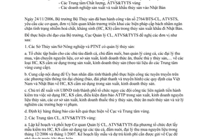 Công văn 2804/CLTY-CL triển khai các biện pháp kiểm soát hoá chất, kháng sinh trong thủy sản