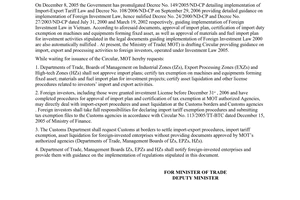 Official Dispatch No. 7400/BTM-KHDT of September 21, 2006