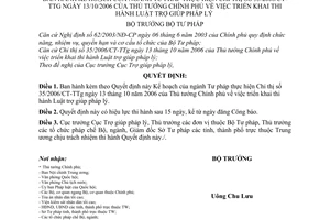 Quyết định 08/2006/QĐ-BTP Kế hoạch ngành Tư pháp triển khai thi hành Luật trợ giúp pháp lý thực hiện Chỉ thị 35/2006/CT-TTg