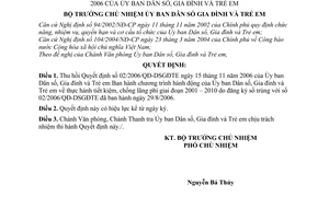 Quyết định 532/QĐ-DSGĐTE  thu hồi 02/2006/QĐ-DSGĐTE thực hành tiết kiệm, chống lãng phí 2001-2010