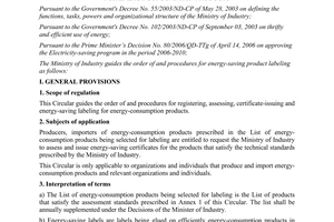Circular No. 08/2006/TT-BCN  guiding the order of and procedures for labeling