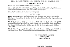 Quyết định 805/QĐ-UBND 2006 Hội đồng Khoa học công nghệ tư vấn xác định đề tài dự án nghiên cứu Bình Định