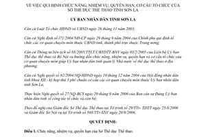Quyết định 74/2006/QĐ-UBND chức năng nhiệm vụ quyền hạn Sở Thể dục Thể thao Sơn La
