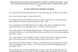 Quyết định 50/2006/QĐ-UBND quy hoạch phát triển sự nghiệp giáo dục Quảng Bình