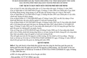 Quyết định 5299/2006/QĐ-UBND đơn giá dự toán công tác thuê bao quét thu gom rác đường phố thành phố Hồ Chí Minh