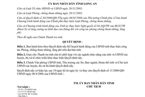 Quyết định 57/2006/QĐ-UBND Kế hoạch Phòng chống tham nhũng lãng phí Long An