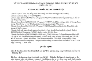 Quyết định 204/2006/QĐ-UBND Đơn giá xây dựng công trình thành phố Hà Nội Phần lắp đặt