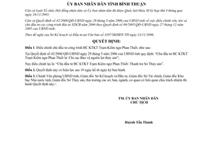 Quyết định 88/2006/QĐ-UBND điều chỉnh chủ đầu tư công trình xây dựng cơ bản 2006 Bình Thuận