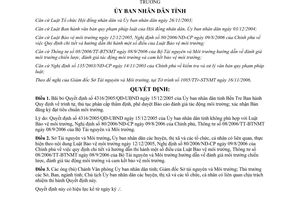 Quyết định 2372/QĐ-UBND 2006 bãi bỏ 4316/2005/QĐ-UBND thủ tục thẩm định Báo cáo đánh giá tác động môi trường Bến Tre