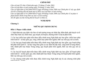 Nghị định 140/2006/NĐ-CP bảo vệ môi trường trong khâu lập thẩm định phê duyệt tổ chức thực hiện chiến lược quy hoạch kế  chương trình dự án phát triển