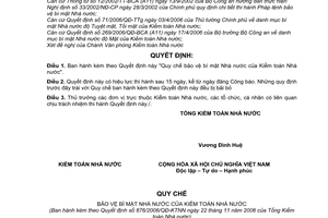 Quyết định 876/2006/QĐ-KTNN Quy chế bảo vệ bí mật Nhà nước Kiểm toán