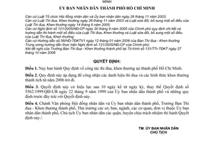 Quyết định 169/2006/QĐ-UBND công tác thi đua, khen thưởng tại thành phố Hồ Chí Minh