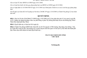 Quyết định 124/2006/QĐ-UBND hủy bỏ Chỉ thị 06/2006/CT-UBND Bình Định