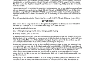 Quyết định 2689/2006/QĐ-UB sửa đổi đơn giá bồi thường hỗ trợ tái định cư 3721/2005/QĐ-UBND Thừa Thiên Huế