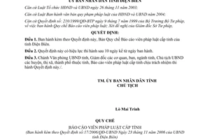 Quyết định 17/2006/QĐ-UBND quy chế báo cáo viên pháp luật Điện Biên