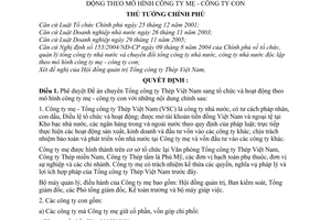 Quyết định 266/2006/QĐ-TTg Đề án chuyển Tổng công ty Thép Việt Nam hoạt động mô hình công ty mẹ con