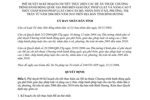 Quyết định 249/2006/QĐ-UBND phổ biến giáo dục pháp luật cán bộ nhân dân Bình Dương