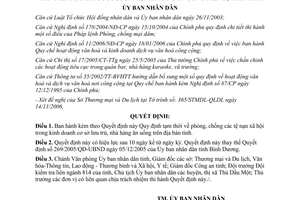 Quyết định 247/2006/QĐ-UBND chống tệ nạn xã hội trong kinh doanh nhà hàng ăn uống Bình Dương