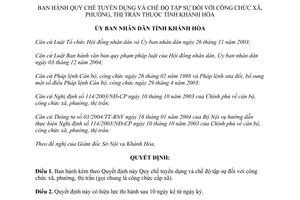 Quyết định số 90/2006/QĐ-UBND quy chế tuyển dụng chế độ tập sự đối với công chức Khánh Hòa