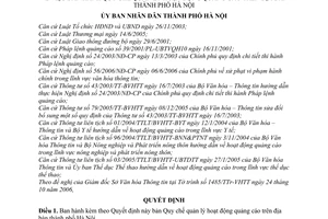 Quyết định 205/2006/QĐ-UBND  quy chế quản lý hoạt động quảng cáo thành phố Hà Nội