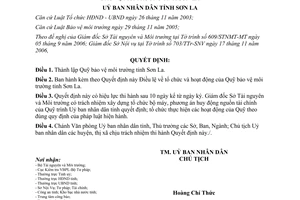 Quyết định 75/2006/QĐ-UBND điều lệ tổ chức hoạt động quỹ bảo vệ môi trường Sơn La
