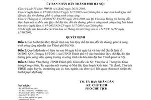 Quyết định 207/2006/QĐ-UBND Quy chế đặt tên, đổi tên đường, phố và công trình công cộng trên địa bàn thành phố Hà Nội