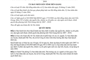 Quyết định 60/2006/QĐ-UBND phân cấp nguồn thu nhiệm vụ chi các cấp ngân sách Tiền Giang 2007-2010