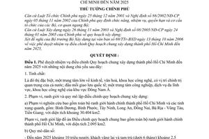 Quyết định 1570/2006/QĐ-TTg nhiệm vụ quy hoạch chung xây dựng thành phố Hồ Chí Minh đến 2025