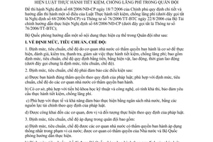 Thông tư 194/2006/TT-BQP Luật Thực hành tiết kiệm, chống lãng phí Quân đội