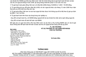 Thông báo 359/2006/TB-BTC tỷ giá hạch toán ngoại tệ tháng 12/2006