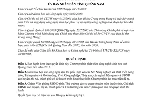 Quyết định 52/2006/QĐ-UBND phát triển công nghệ sinh học Quảng Nam