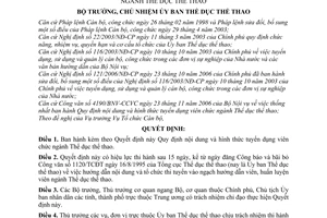 Quyết định 2033/2006/QĐ-UBTDTT  nội dung hình thức tuyển dụng viên chức ngành Thể dục thể thao