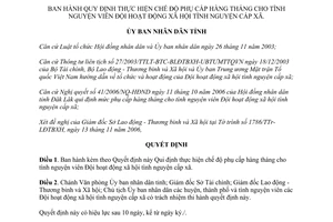 Quyết định 50/2006/QĐ-UBND chế độ phụ cấp tình nguyện viên Đội hoạt động xã hội cấp xã Đắk Lắk