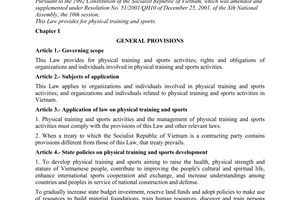 Law No. 77/2006/QH11 on physical training and sports