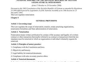 Law No. 82/2006/QH11 of November 29, 2006, on notarization