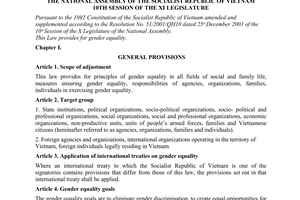 Law No. 73/2006/QH11 of November 29, 2006, on gender equality.