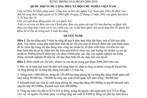 Nghị quyết 73/2006/NQ-QH11 điều chỉnh chỉ tiêu, nhiệm vụ của dự án trồng mới 5 triệu ha rừng trong giai đoạn 2006-2010
