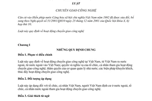 Luật chuyển giao công nghệ 2006 80/2006/QH11