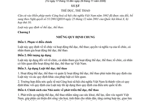 Luật Thể dục, Thể thao 2006 77/2006/QH11