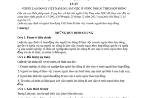 Luật người lao động Việt Nam đi làm việc ở nước ngoài theo hợp đồng 2006 72/2006/QH11