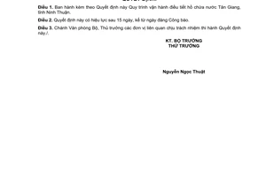 Quyết định 107/2006/QĐ-BNN  Quy trình vận hành điều tiết hồ chứa nước Tân Giang, tỉnh Ninh Thuận