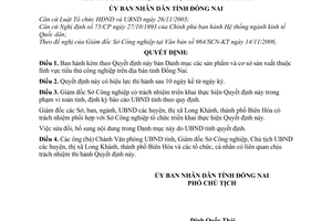 Quyết định 85/2006/QĐ-UBND Danh mục sản phẩm cơ sở sản xuất