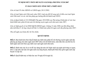 Quyết định 2748/2006/QĐ-UBND Phân bổ ngân sách địa phương 2007 Thừa Thiên Huế