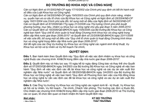Quyết định 24/2006/QĐ-BKHCN xác định nhiệm vụ KHCN thuộc chương trình trọng điểm cấp nhà nước 2006-2010