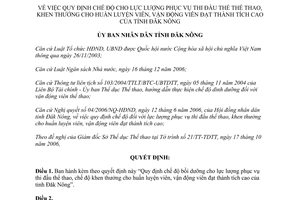 Quyết định 42/2006/QĐ-UBND chế độ bồi dưỡng thi đấu thể thao Đắk Nông