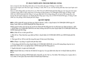 Quyết định 99/2006/QĐ-UBND điều chỉnh Quyết định 43/2006/QĐ-UBND